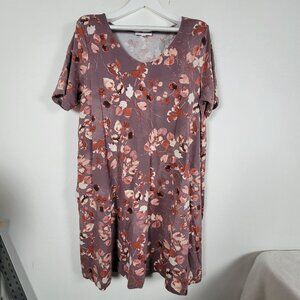 J.Jill Pure Jill Affinity French Terry Shift Dress Floral Print XL Petite Purple